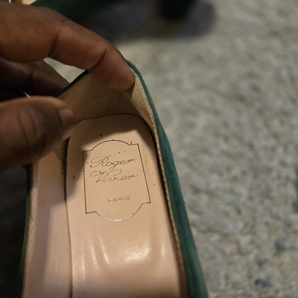 Roger Vivier Belle Vivier Suede Pumps - Emerald Green Eu 37 - Picture 6 of 11